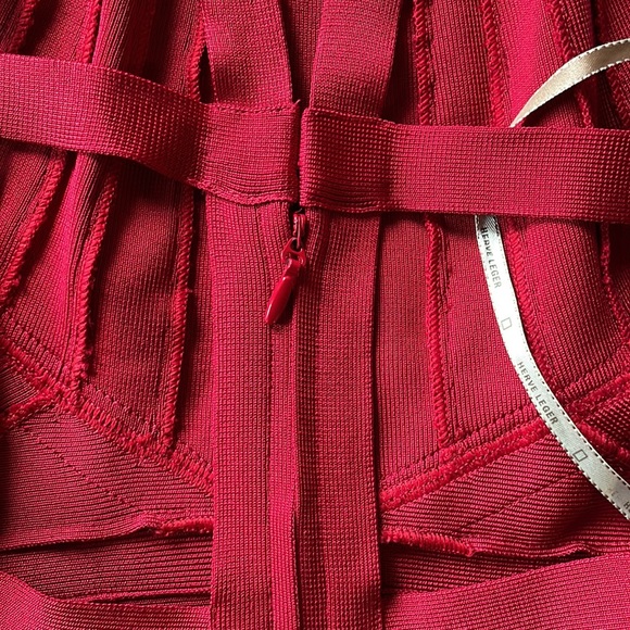 Herve Leger Zariah Dress Sz S Lipstick Red - Picture 9 of 11